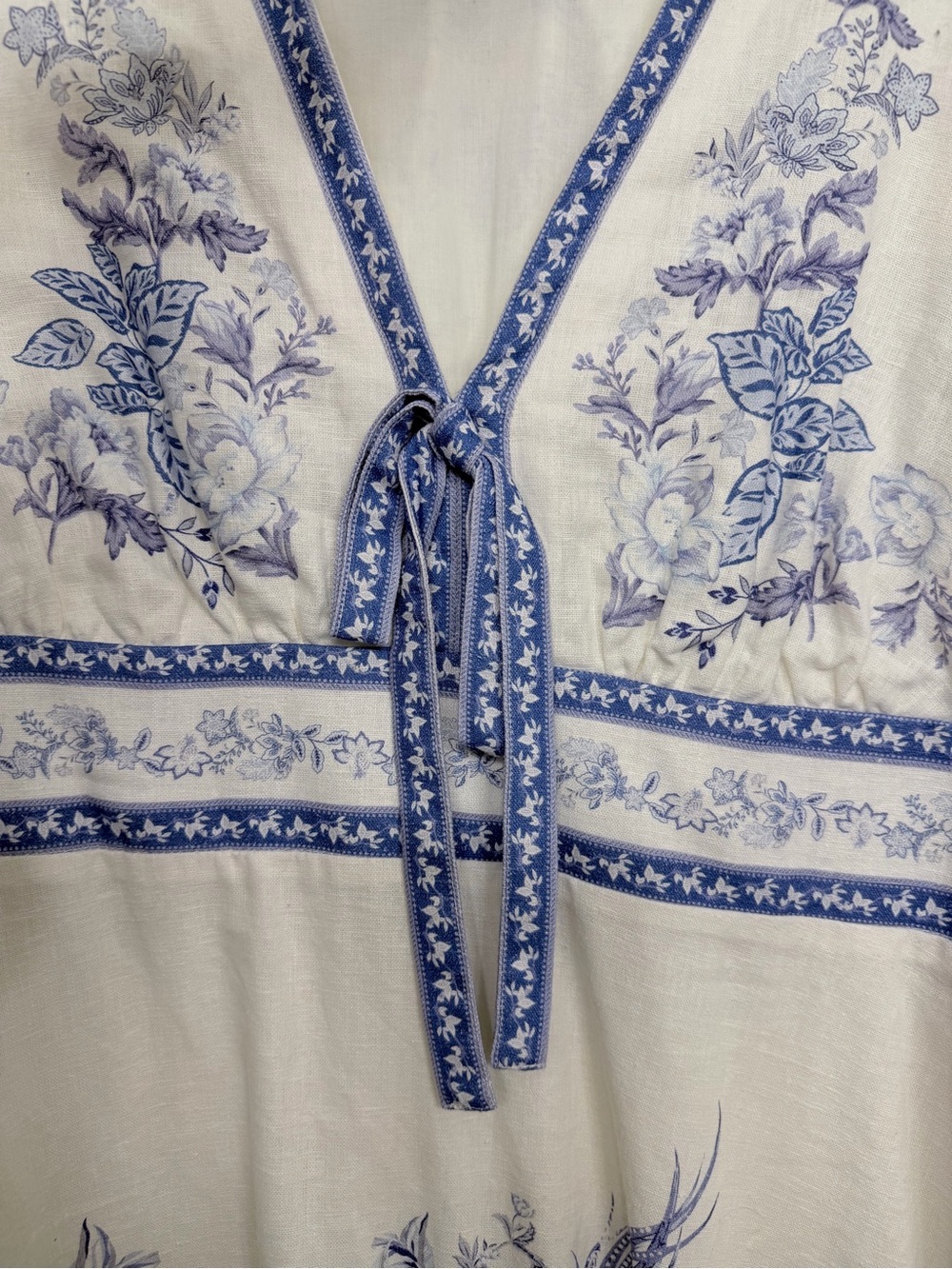 Caroline Constas Blue Floral V-Neck Women's Tunic - Picture 2 of 4